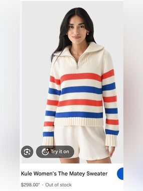 KULE The Matey Red & Blue Striped Quarter Zip